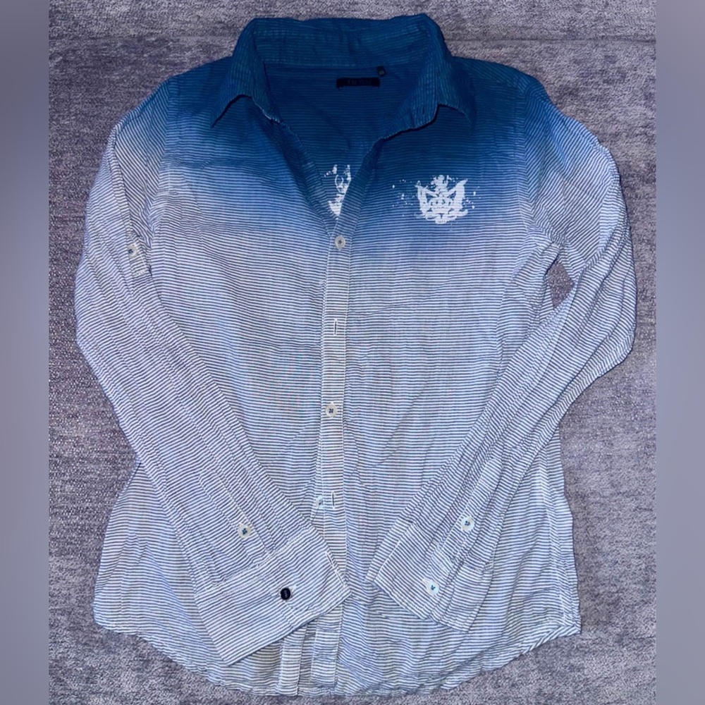 IKKS: Blue Gradient Button-Up Shirt